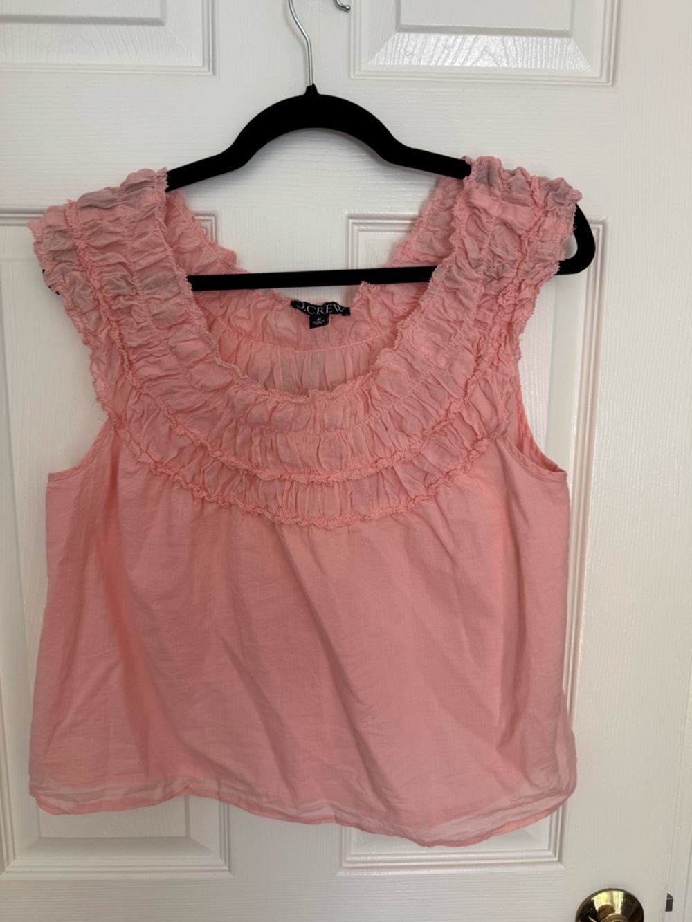 J. Crew Peach Ruffle Scoop Neck Sleeveless Blouse